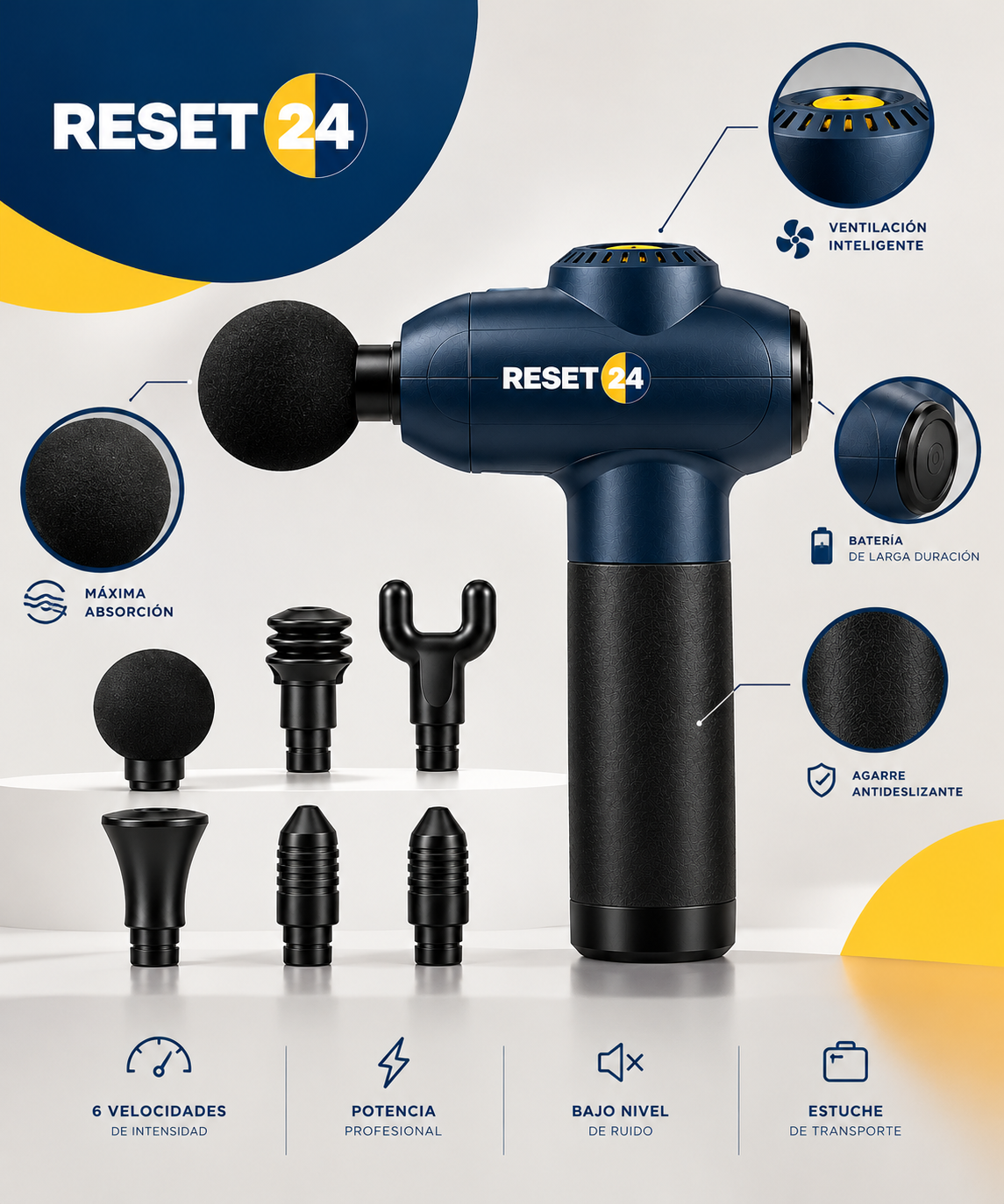 RESET24 Recovery — Pistola de Masaje Muscular